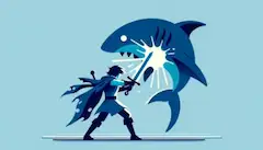 サメを倒す剣士