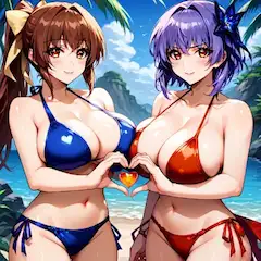 くノ一姉妹のハートポーズ