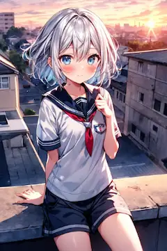 夕暮れの屋上