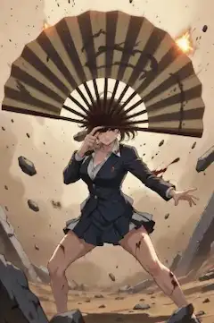 炎の扇子を振るう少女の決戦