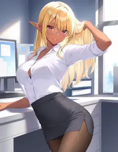 オフィスエルフの魅惑的な休憩タイム