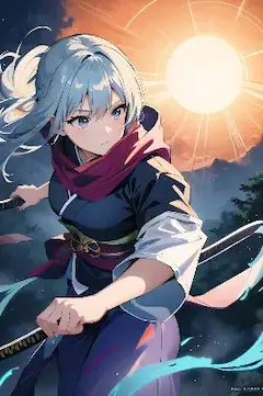 青髪のくの一、夕陽の決戦