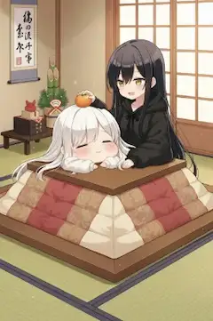 こたつで眠る鏡餅