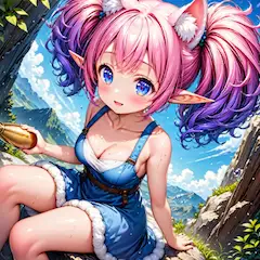 山とケモ耳エルフさん（10枚）