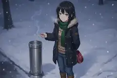 喫煙しているうちの子と謎のチョコ