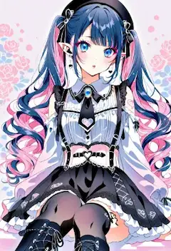 薔薇の滲みと髪の揺らぎ、色彩の通過点にて