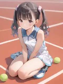 ツインテ〇リJ〇ちゃんのテニスウェア姿