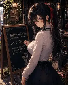 カフェの午後 いちごパフェの看板