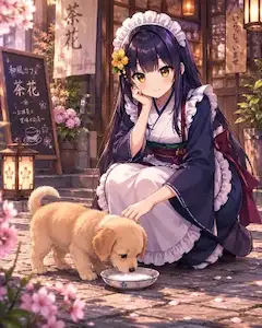 子犬とミルク