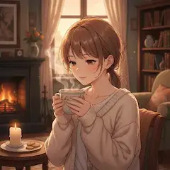 暖炉の灯りと優しい午後のひと時