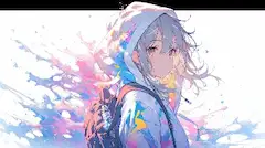 色彩の飛沫を纏う旅の少女