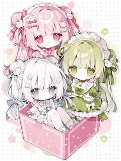 箱の中の甘い秘密の友達たち。