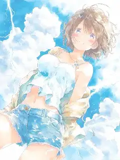 雷雲の空に輝く少女の夏。