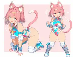 ピンク猫耳少女の元気チャレンジ