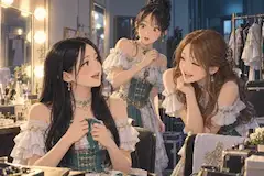 楽屋で談笑するアイドルたち
