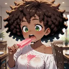 溶けるポップアイスとびしょ濡れの午後