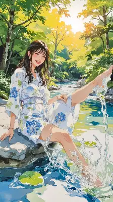 笑顔弾ける水遊び／スマホ壁紙アーカイブ