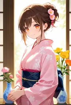 「お花を持ってきてくださったのですか？…綺麗なお花、嬉しいです♪」