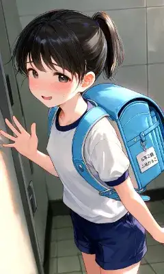 汗を光らせて、笑顔で手を振る登校