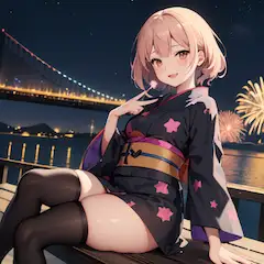 橋の上から見る花火