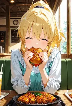 笑顔で頬張る特製バーガーの午後