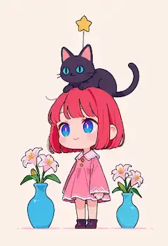 頭の黒猫と輝く星の魔法少女