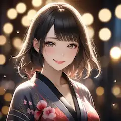 夜の浴衣に浮かぶ微笑み