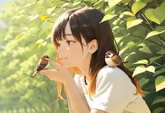森の秘密を囁く小鳥たち
