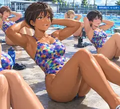 水泳女子達を定期的に製作したくなる４（筋力トレーニングとプロテイン飲んでる風景）
