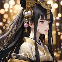 黄金の夜に輝く黒髪美人
