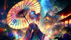 幻想の花街の夜