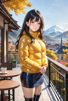 山吹色のダウンジャケット