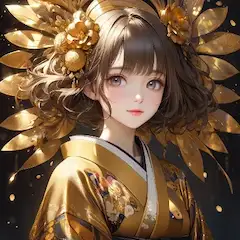黄金の着物少女