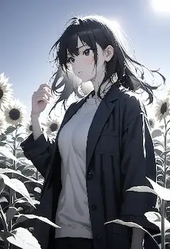 夏の陽光に揺れるひまわりと彼女の想い