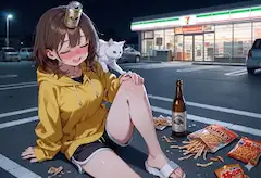 【コンビニエンスストア】駐車場酒盛り泥酔女＋おまけ画像
