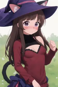 Sweet Catgirl With Witch costume
