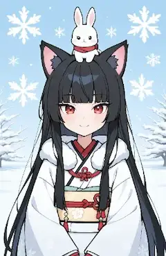 猫娘と雪うさぎ