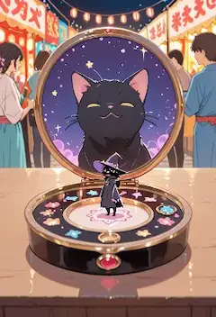 鏡に宿る黒猫と小さな魔女の出会い