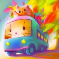 猫バスと紅葉