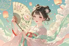 花扇の少女と天灯の願い