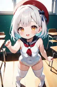 EMERALDなセーラー白スク水黒髪にならなかったショートさん(ちちぷい生成機能)