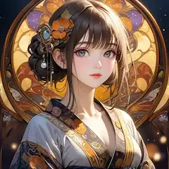 ステンドグラスの優美な女性