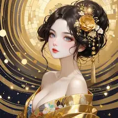 黄金の華に輝く美女