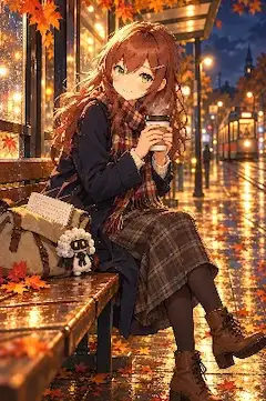 秋の夜の停留所