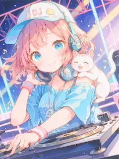 相棒とフロアをアゲるDJガール