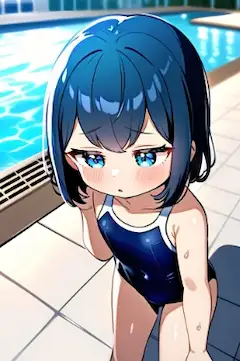 (……久々に着たら、水着小さかった)