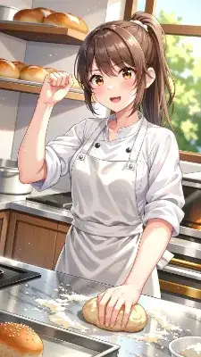 パン生地を捏ねるパン職人
