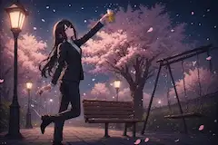 桜舞う夜の解放乾杯