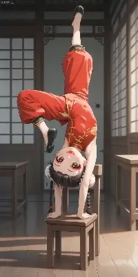雑技練習中