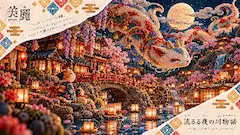 流るる夜の川に龍が舞う